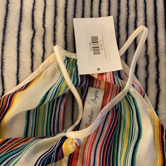 NWT Boutique Rainbow Stripe Adjustable Length Tie Mini Dress Size Small - Picture 7 of 11